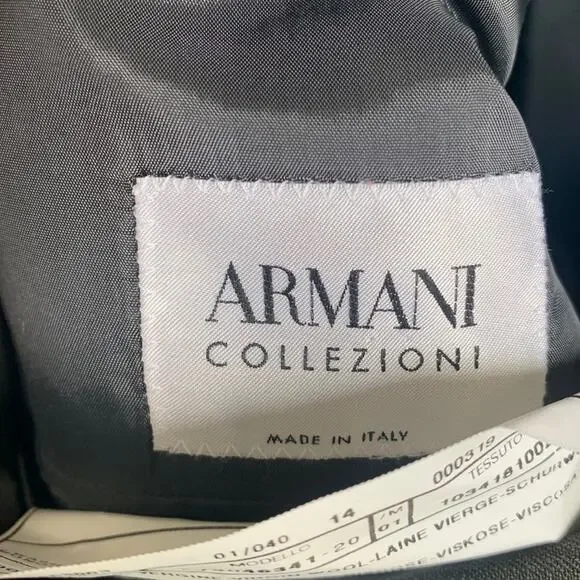 Armani Collezioni Herringbone Wool Blazer Jacket
